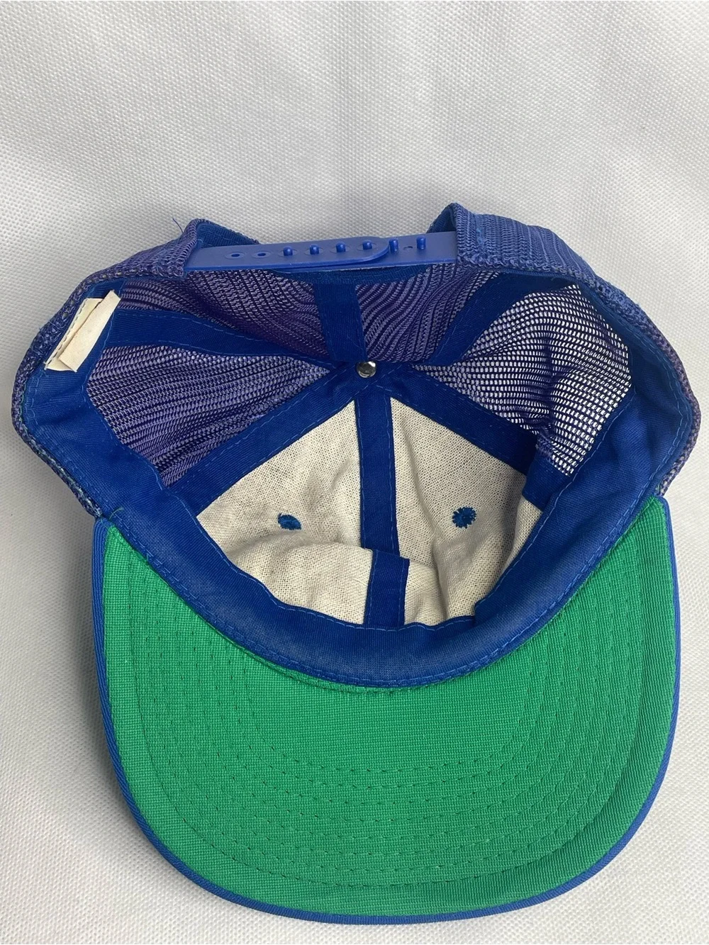VTG 80s Atlanta Braves Baseball Cap Adjustable Snapback Trucker Blue Red MLB Hat